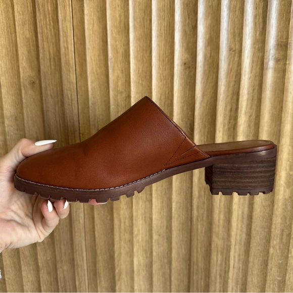 MADEWELL Mindy Lugsole Mule Heeled Shoes Neutral Brown - Picture 3 of 6